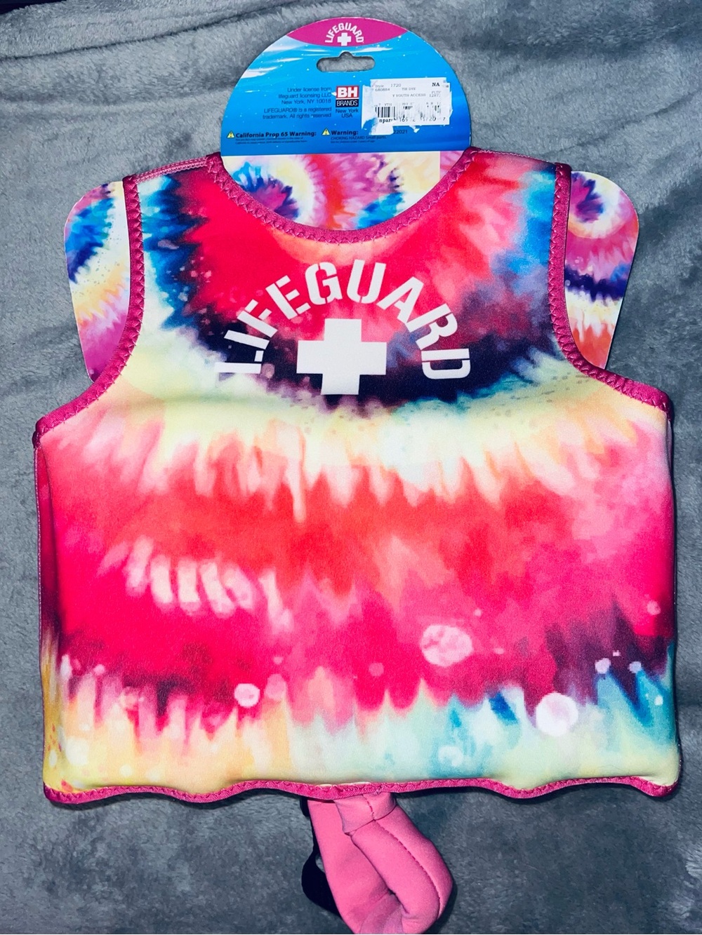BNWT Lifeguard Kids' Tie-Dye Swim Vest / Life Jacket - Size M/L, 22” chest.